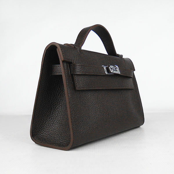 AAA Hermes Kelly 22 CM France Leather Handbag Dark Coffee H008 On Sale - Click Image to Close